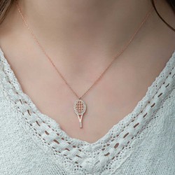 Gümüş Rose Tenis Raketi Bayan Kolye Gümüş Rose Tenis Raketi Bayan Kolye