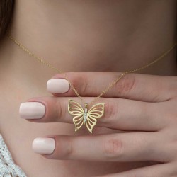 Gümüş Gold Bahar Kelebeği Bayan Kolye Gümüş Gold Bahar Kelebeği Bayan Kolye