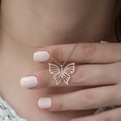 Gümüş Rose Bahar Kelebeği Bayan Kolye Gümüş Rose Bahar Kelebeği Bayan Kolye