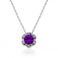 Gümüş Menekşe Moru Baget Taşlı Bayan Kolye Gümüş Menekşe Moru Baget Taşlı Bayan Kolye