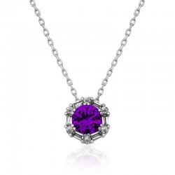 Gümüş Menekşe Moru Baget Taşlı Bayan Kolye Gümüş Menekşe Moru Baget Taşlı Bayan Kolye