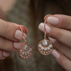 Gümüş Rose Etnik Desenli Bayan Küpe Gümüş Rose Etnik Desenli Bayan Küpe