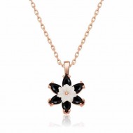 Gümüş Rose Siyah Lotus Çiçeği Kolye Gümüş Rose Siyah Lotus Çiçeği Kolye