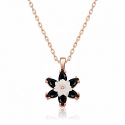 Gümüş Rose Siyah Lotus Çiçeği Kolye Gümüş Rose Siyah Lotus Çiçeği Kolye