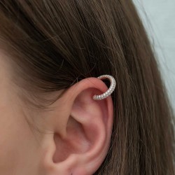 Gümüş Rose Taşlı Halka Kıkırdak Küpe Gümüş Rose Taşlı Halka Kıkırdak Küpe