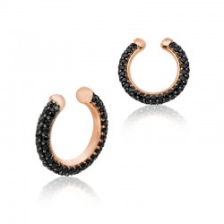 Gümüş Rose Siyah Taşlı Halka Kıkırdak Küpe Gümüş Rose Siyah Taşlı Halka Kıkırdak Küpe