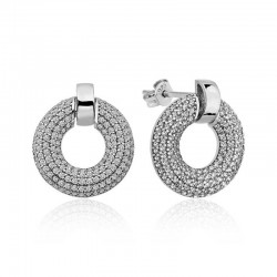 Gümüş Çok Taşlı Daire Bayan Küpe Gümüş Çok Taşlı Daire Bayan Küpe