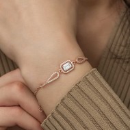 Gümüş Rose Dikdörtgen Baget Bileklik Gümüş Rose Dikdörtgen Baget Bileklik