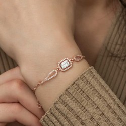 Gümüş Rose Dikdörtgen Baget Bileklik Gümüş Rose Dikdörtgen Baget Bileklik