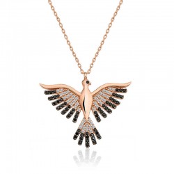 Gümüş Rose Zümrüd-ü Anka Kuşu Bayan Kolye Gümüş Rose Zümrüd-ü Anka Kuşu Bayan Kolye