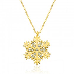 Gümüş Gold Kar Tanesi Bayan Kolye Gümüş Gold Kar Tanesi Bayan Kolye