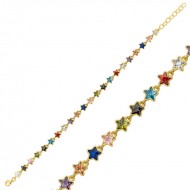 Gümüş Gold Renkli Yıldız Bayan Bileklik Gümüş Gold Renkli Yıldız Bayan Bileklik