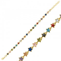 Gümüş Gold Renkli Yıldız Bayan Bileklik Gümüş Gold Renkli Yıldız Bayan Bileklik