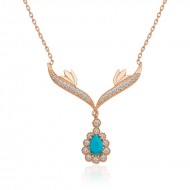 Gümüş Rose Turkuaz Taşlı Madalyon Bayan Kolye Gümüş Rose Turkuaz Taşlı Madalyon Bayan Kolye