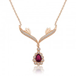 Gümüş Rose Kırmızı Taşlı Madalyon Bayan Kolye Gümüş Rose Kırmızı Taşlı Madalyon Bayan Kolye