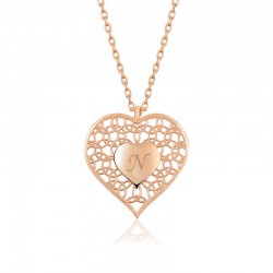 Gümüş Rose Kişiye Özel Kalbin İçinde Kalp Bayan Kolye Gümüş Rose Kişiye Özel Kalbin İçinde Kalp Bayan Kolye