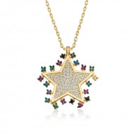 Gümüş Gold Parlayan Yıldız Kolye Gümüş Gold Parlayan Yıldız Kolye