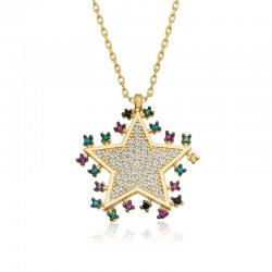 Gümüş Gold Parlayan Yıldız Kolye Gümüş Gold Parlayan Yıldız Kolye