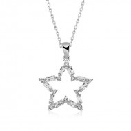 Gümüş Baget Taşlı Yıldız Kolye Gümüş Baget Taşlı Yıldız Kolye