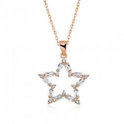 Gümüş Rose Baget Taşlı Yıldız Kolye Gümüş Rose Baget Taşlı Yıldız Kolye