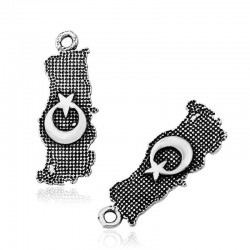 Gümüş Ay Yıldız Motifli Türk Bayrağı Tesbih Püskülü Gümüş Ay Yıldız Motifli Türk Bayrağı Tesbih Püskülü