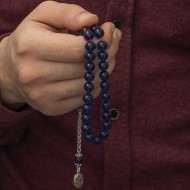 Gümüş Püskül Mavi Küre Sıkma Kehribar Tesbih Gümüş Püskül Mavi Küre Sıkma Kehribar Tesbih