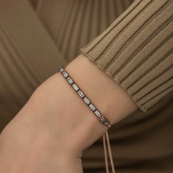 Gümüş Rose Emerald Kesim Elmas Montür Asansör Bileklik Gümüş Rose Emerald Kesim Elmas Montür Asansör Bileklik