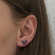 Gümüş Mor Kelebek Küpe Gümüş Mor Kelebek Küpe