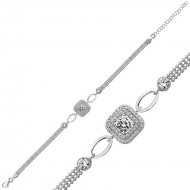 Gümüş Kare Montür Beyaz Taşlı Bileklik Gümüş Kare Montür Beyaz Taşlı Bileklik