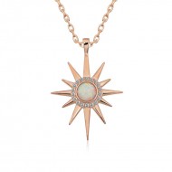 Gümüş Rose Beyaz Opal Taşlı Kutup Yıldızı Kolye Gümüş Rose Beyaz Opal Taşlı Kutup Yıldızı Kolye