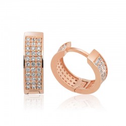 Gümüş Rose Sıra Taşlı Halka Küpe Gümüş Rose Sıra Taşlı Halka Küpe