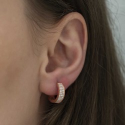 Gümüş Rose Sıra Taşlı Halka Küpe Gümüş Rose Sıra Taşlı Halka Küpe