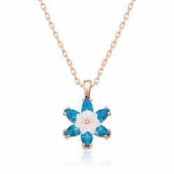 Gümüş Rose Mavi Lotus Çiçeği Kolye Gümüş Rose Mavi Lotus Çiçeği Kolye