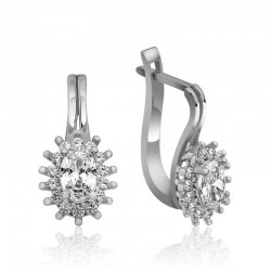 Gümüş Mengeçli Oval Kesim Küpe Gümüş Mengeçli Oval Kesim Küpe