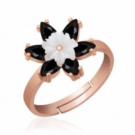 Gümüş Rose Siyah Lotus Çiçeği Yüzük Gümüş Rose Siyah Lotus Çiçeği Yüzük