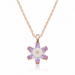 Gümüş Rose Lila Lotus Çiçeği Kolye Gümüş Rose Lila Lotus Çiçeği Kolye
