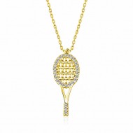 Gümüş Gold Tenis Raketi Bayan Kolye Gümüş Gold Tenis Raketi Bayan Kolye