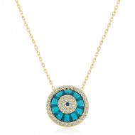 Gümüş Gold Camgöz Nazar Bayan Kolye Gümüş Gold Camgöz Nazar Bayan Kolye