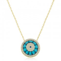 Gümüş Gold Camgöz Nazar Bayan Kolye Gümüş Gold Camgöz Nazar Bayan Kolye