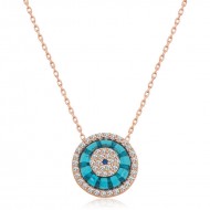 Gümüş Rose Camgöz Nazar Bayan Kolye Gümüş Rose Camgöz Nazar Bayan Kolye