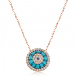 Gümüş Rose Camgöz Nazar Bayan Kolye