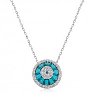 Gümüş Rodyum Camgöz Nazar Bayan Kolye Gümüş Rodyum Camgöz Nazar Bayan Kolye