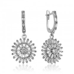 Gümüş Baget Taşlı Bayan Küpe Gümüş Baget Taşlı Bayan Küpe