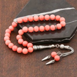 Doğaltaş Metal Püsküllü Pembe Yeşim Taşı Tesbih Doğaltaş Metal Püsküllü Pembe Yeşim Taşı Tesbih