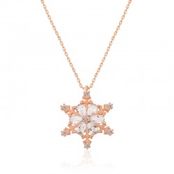 Gümüş Rose Kar Çiçeği Bayan Kolye Gümüş Rose Kar Çiçeği Bayan Kolye