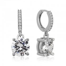 Gümüş Halka Tek Taş Küpe Gümüş Halka Tek Taş Küpe