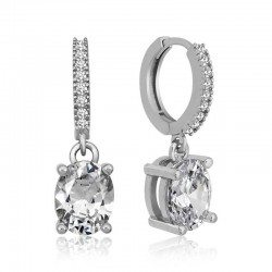 Gümüş Halka Oval Damla Küpe Gümüş Halka Oval Damla Küpe