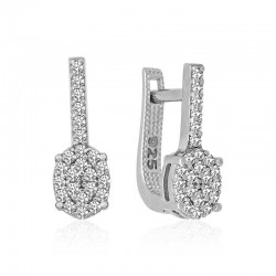 Gümüş Oval Taşlı Küpe Gümüş Oval Taşlı Küpe