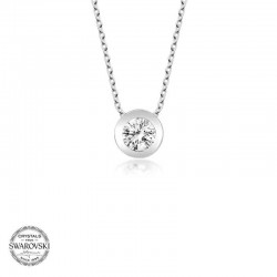 Swarovski Taşlı Gümüş Çember Tektaş Bayan Kolye