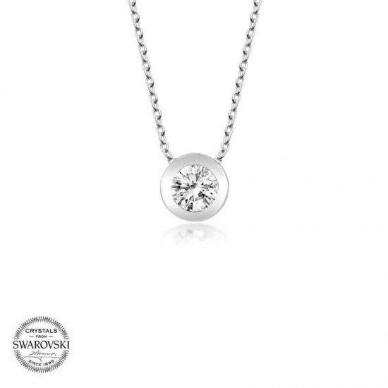 Peraland - Swarovski Taşlı Gümüş Çember Tektaş Bayan Kolye Swarovski Taşlı Gümüş Çember Tektaş Bayan Kolye